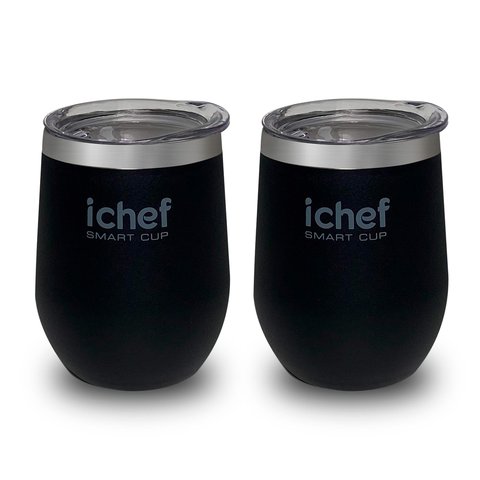 Dois Copos Térmico com Tampa Ichef Smart Cup 350 ml | Preto