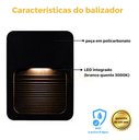 Ver imagem 3 de Balizador Parede Escada Ip65 Led 2w 4x2 - Branco Quente - Preto