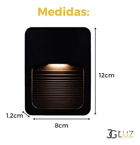 Balizador Parede Escada Ip65 Led 2w 4x2 - Branco Quente - Preto - 6