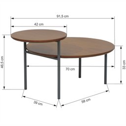 Mesa Lateral ELM 46,5x91,5cm Castanho/Grafite - 2 Mesa Lateral ELM 46,5x91,5cm Castanho/Grafite - 2