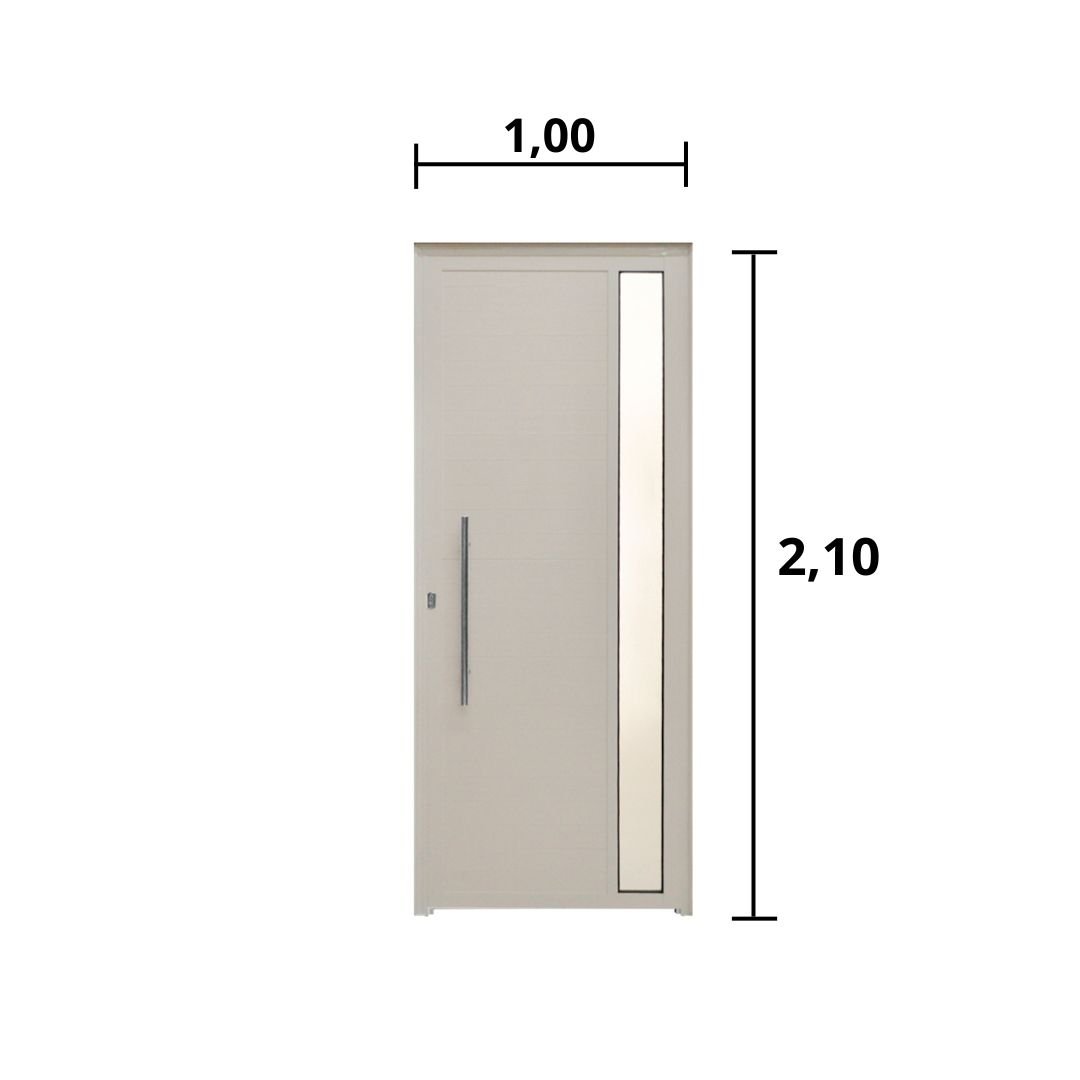 Porta Lambril C/Visor E Puxador Aluminio Branco 2.10 x 1.00 Lado Direito - Hale - 2