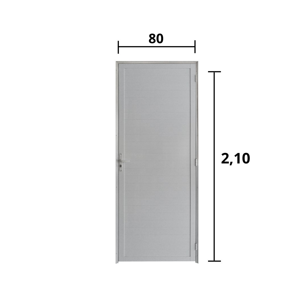 Porta Lambril C/Fechadura Alumínio Branco 2.10 x 0.80 Lado Esquerdo - Hale - 2