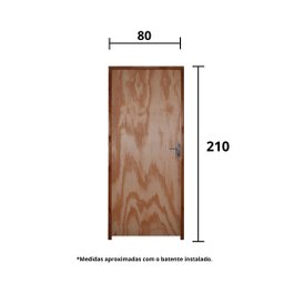 Kit Porta Lisa de Madeira Mescla 80 X 210 Batente Ecológico 9cm Fechadura Comum Lado Esquerdo - Hale - 6