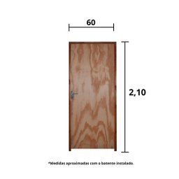 Kit Porta Lisa de Madeira Mescla 60 X 210 Batente Ecológico 9cm Fechadura Comum Lado Direito - Hale - 4