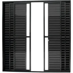 Porta Balcão 6 Folhas com Trinco 2,10 X 1,50 Cor Preto Linha Econ - 1