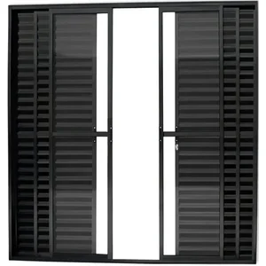 Porta Balcão 6 Folhas com Trinco 2,10 X 1,50 Cor Preto Linha Econ