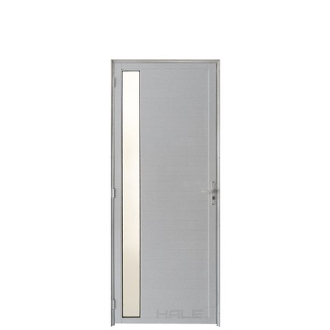 Porta Lambril C/Visor E Fechadura Aluminio Branco 2.10 x 0.90 Lado Esquerdo - Hale