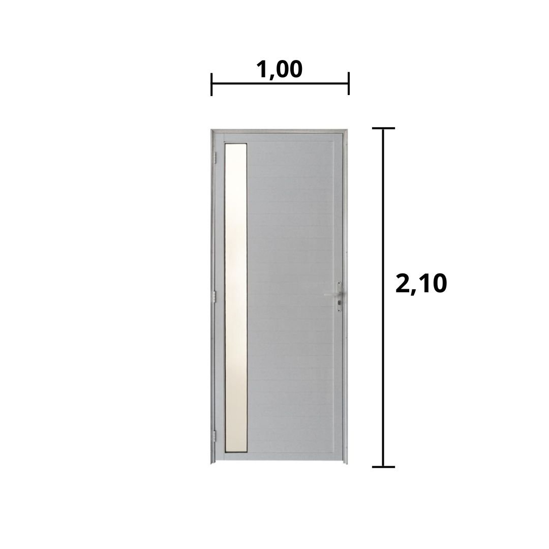 Porta Lambril C/Visor E Fechadura Aluminio 2.10 x 1.00 Branco Lado Direito - Hale - 3