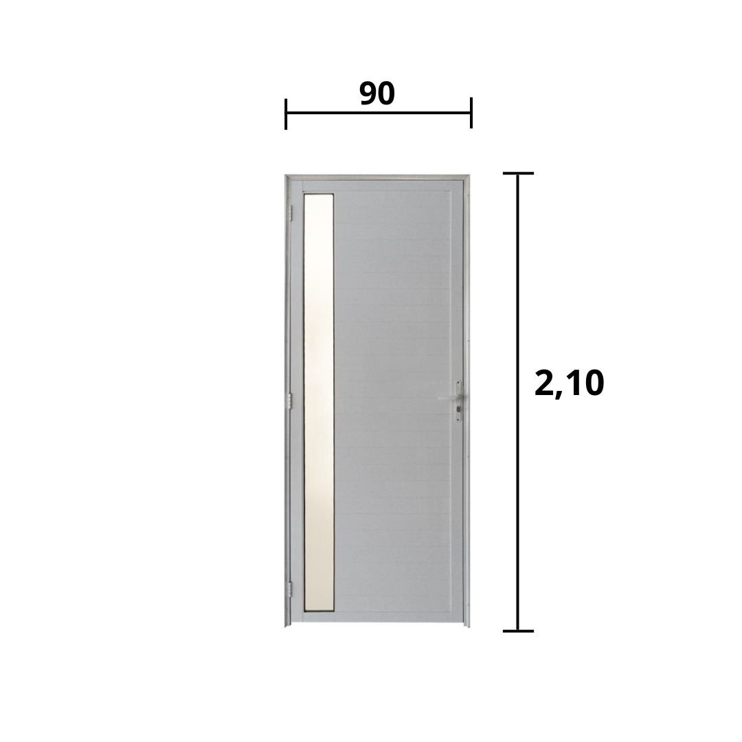 Porta Lambril C/Visor E Fechadura Aluminio Branco 2.10 x 0.90 Lado Direito - Hale - 3