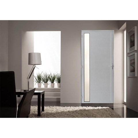 Porta Lambril C/Visor E Fechadura Aluminio Branco 2.10 X 1.00 Lado Esquerdo - Hale