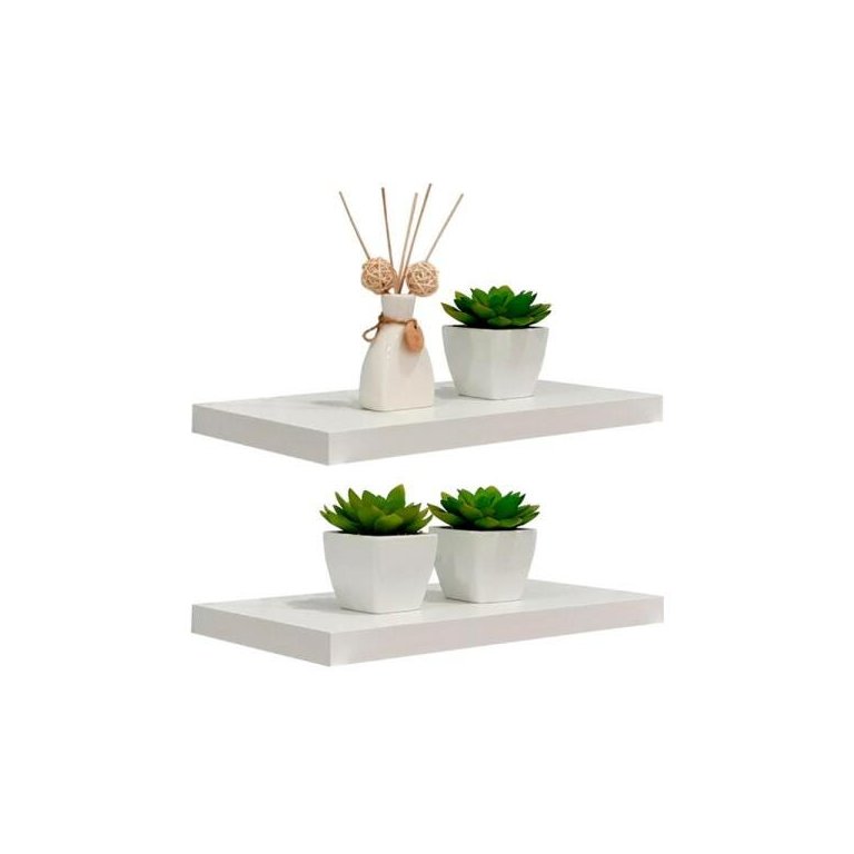 Kit 2 Prateleiras 40 x 20cm Branco Espessura 25mm Suporte Invisível