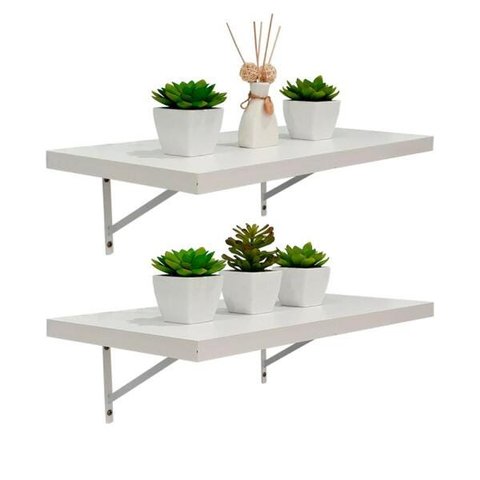 Kit 2 Prateleiras 40 x 25cm Branco Espessura 25mm Mão Francesa