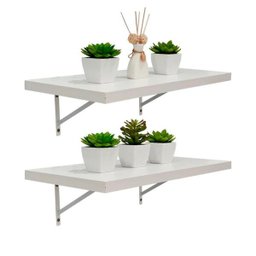 Kit 2 Prateleiras 40 x 30cm Branco Espessura 25mm Mão Francesa - 1