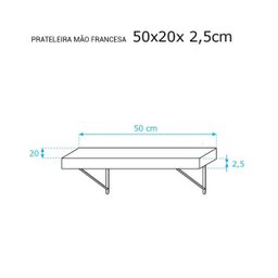 Kit 3 Prateleiras 50 x 20cm Branco Espessura 25mm Mão Francesa - 3