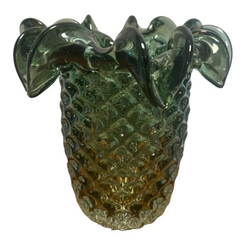 Vaso Tipo Murano de Vidro Verde 20 x 15cm | Casa Del Grande
