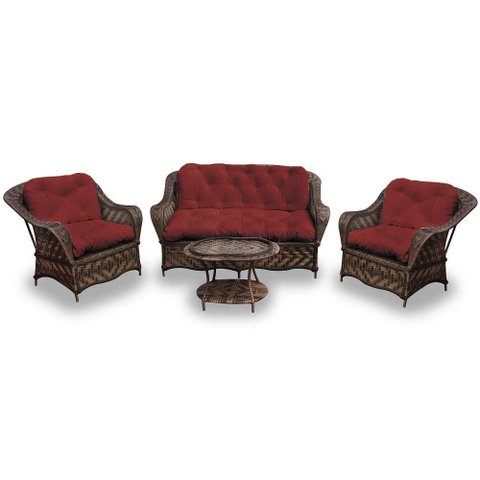 Conjunto de Sofá Fibra Sintética Naja - 1 Sofá 2 L + 2 Poltronas + 1 Mesa Centro - Tecido Duna Verme