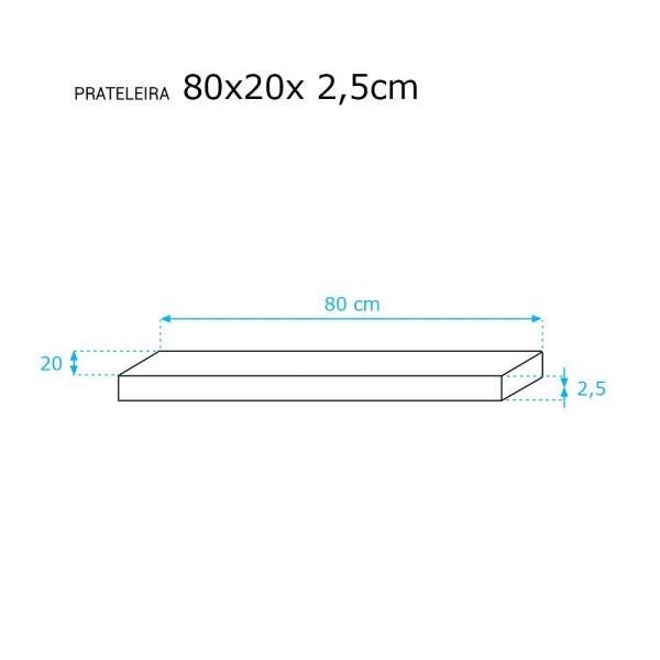 Kit 2 Prateleiras 80 x 20cm Branco Espessura 25mm Suporte Invisível - 3