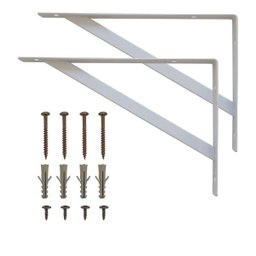 Kit 3 Prateleiras 80 x 20cm Branco Espessura 25mm Mão Francesa - 4 Kit 3 Prateleiras 80 x 20cm Branco Espessura 25mm Mão Francesa - 4