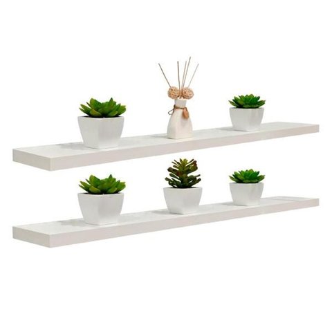 Kit 2 Prateleiras 90 x 15cm Branco Espessura 25mm Suporte Invisível