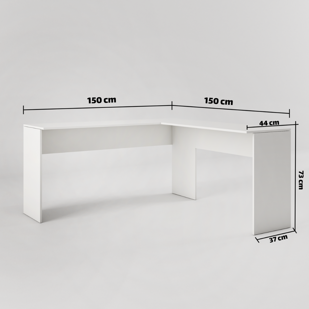 Mesa para escritório em L 150cm Cor: Branco - 6