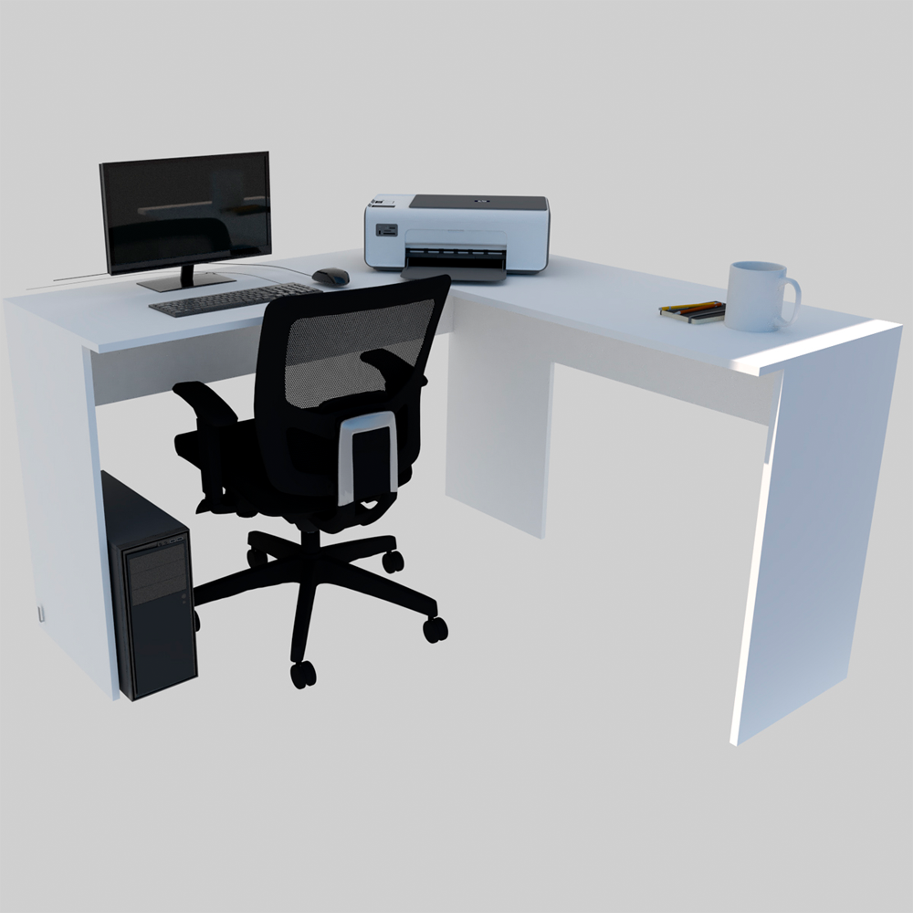 Mesa para escritório em L 150cm Cor: Branco - 3