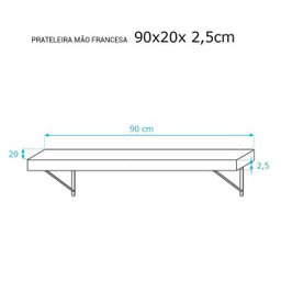 Prateleira 90 x 20cm Branco Espessura 25mm Mão Francesa - 3