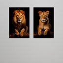 Ver mais imagens de 2 Quadros Decorativos Leão e Leoa no Tronco Sala Quarto Casa Escritório