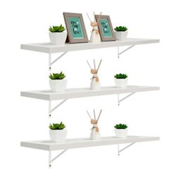 Kit 3 Prateleiras 100 x 25cm Branco Espessura 25mm Mão Francesa - 1