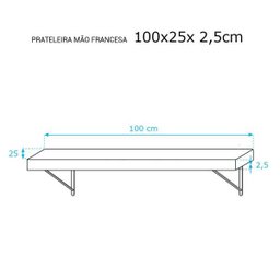 Kit 3 Prateleiras 100 x 25cm Branco Espessura 25mm Mão Francesa - 3