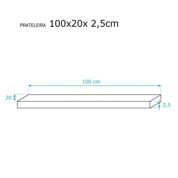 Kit 2 Prateleiras 100 x 20cm Branco Espessura 25mm Suporte Invisível - 3