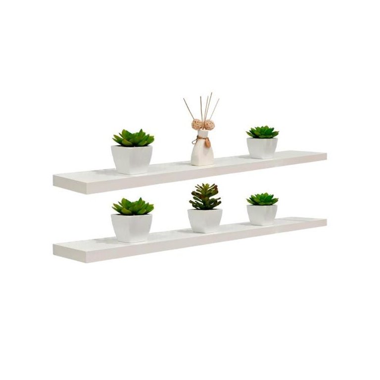 Kit 2 Prateleiras 100 x 20cm Branco Espessura 25mm Suporte Invisível