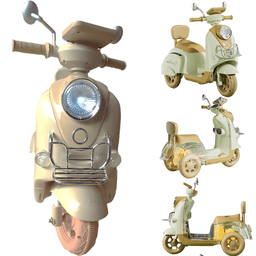 Mini Lambreta Moto Eletrica Shiny Toys 6v Bege com Luzes Mp3 - 2