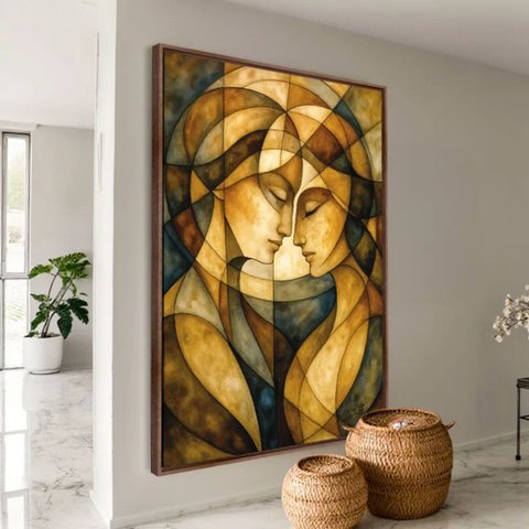 Quadro Abstrato Gênese Humana a Criação Divina 123x83 Cm