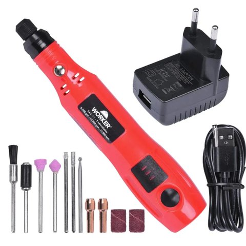 Micro Retífica Bateria 3.6v Worker 992569 Bivolt 13 Peças
