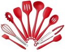 Ver imagem 4 de Super Kit Talheres Silicone com Cabo de Madeira Kit Cozinha 12 Peças - Vermelho
