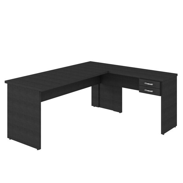 Mesa em L Treviso 1,65 x 1,70 com 2 Gavetas Preto Lunasa