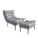 Ver imagem 1 de Kit Poltrona + Puff Tati Suede Cinza - Dominic Decor