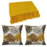 Manta para Sofá Amarela + 2 Capas de Almofada Laranja - 1