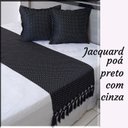 Ver imagem 2 de Peseira Jacquard 2,20x0,43 Cama Padrão Queen 2 Capas de Almofada Poá Preto 40x40