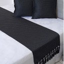 Ver imagem 4 de Peseira Jacquard 2,20x0,43 Cama Padrão Queen 2 Capas de Almofada Poá Preto 40x40
