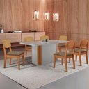 Ver imagem 1 de Mesa de Jantar Isadora 180cm Tampo Mdf Vidro com 6 Cadeiras Copper Premium