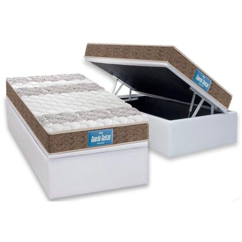 Cama Box Baú Solteiro: Colchão Espuma D33 Probel / Ep Guarda Costas Próintense Plus Double Face