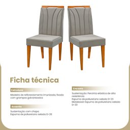 Conjunto com 6 Cadeiras Luanda Linho Redenobre Cor:cinza; - 4