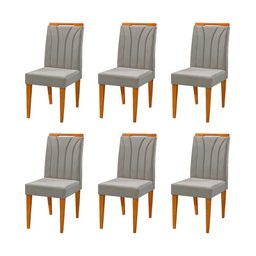 Conjunto com 6 Cadeiras Luanda Linho Redenobre Cor:cinza; - 1