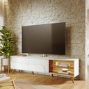 Ver imagem 1 de Rack para TV até 75 Polegadas com LED 2 Portas e Nichos Retrô Multimóveis Crcol-RCK042 Off White/