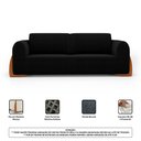 Ver imagem 7 de Kit 02 Poltronas e 01 Sofá Bloom 200cm 03 Lugares com Pés de Madeira Bouclê Preto - Desk Design