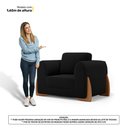 Ver mais imagens de Kit 02 Poltronas e 01 Sofá Bloom 200cm 03 Lugares com Pés de Madeira Bouclê Preto - Desk Design