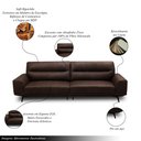 Ver imagem 3 de Sofá Decorativo Ashton 3 Lugares Sala de Estar 256cm Pés em Aço Couro Marrom Chocolate G88 - Gran Be