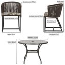 Ver imagem 2 de Mesa com 4 Cadeiras de Jantar Roma 100cm e Noronha em Aluminío Preto Corda Nautica Estofado 6 Trama