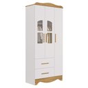 Ver imagem 1 de Armario Infatil 3 Portas 2 Gaveta Lisi - Moveis Peroba Amendoa/branco